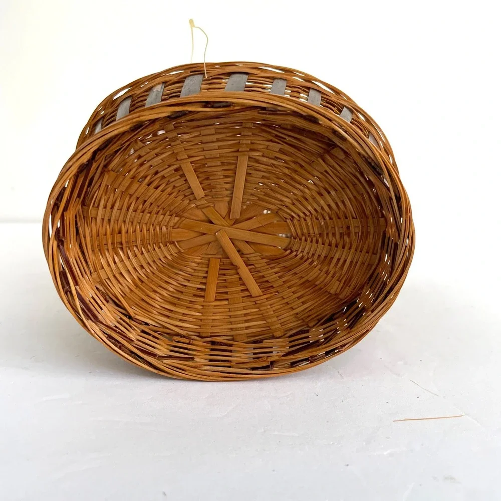 Vintage‎ 80s Goose Pinestraw Basket Hand Woven Wicker Figural Bird Decor Lidded